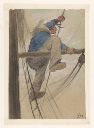 arma içinde denizci by Herman Heijenbrock (signed by artist)