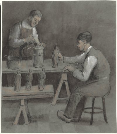 Figürin yapan iki işçi by Herman Heijenbrock