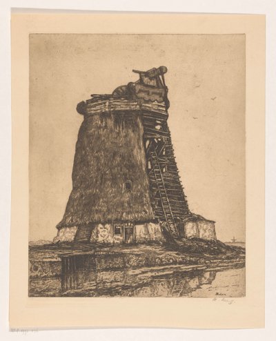 Molen (nesne üzerindeki başlık) by Herman Heuff (signed by artist)