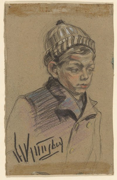 ceketli ve şapkalı çocuk by Herman Kruyder (signed by artist)