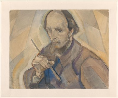 Fırça ile kendi kendine portre by Herman Kruyder (signed by artist)