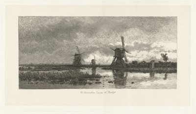 Yel değirmenleri ile manzara by Herman Löwenstam