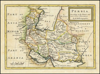 1740 İran haritası by Herman Moll