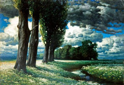 Dere kenarındaki kavaklar (tuval üzerine yağlı boya) by Herman Rüdisühli