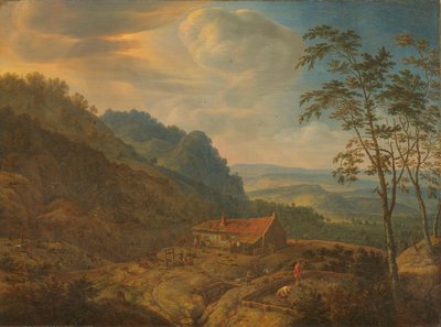 Çiftlik ile dağlık manzara by Herman Saftleven