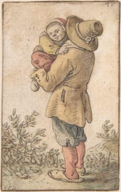 Çocuklu Köylü, 17. yüzyıl. by Herman Saftleven the Younger