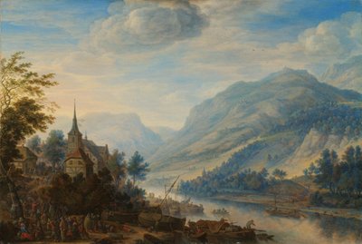 Rheineck Kalesi yakınlarında Ren Nehri manzarası by Herman the Younger Saftleven