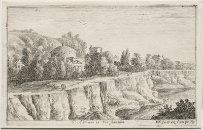 Roma ve Çevresindeki Farklı Manzaralar: Via Flaminia'daki St. Adriano by Herman van Swanevelt