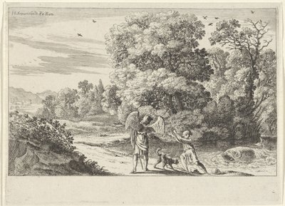 Tobias balık tarafından irkilir Eski Ahit Tasvirleri (dizi başlığı) by Herman van Swanevelt