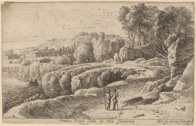 Via Flaminia üzerinde Papa Julius üzüm bağı by Herman van Swanevelt
