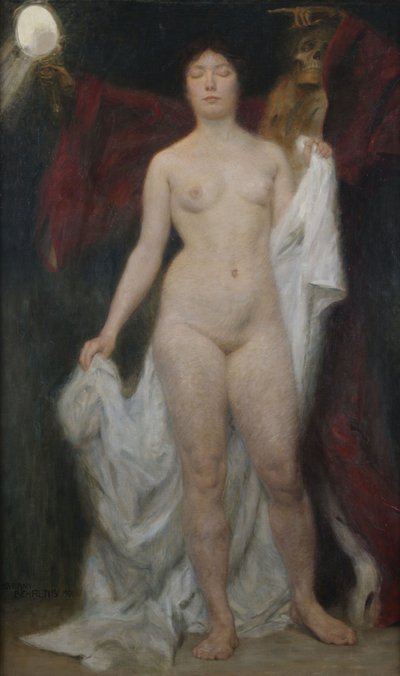 Bir vanitas alegorisi olarak ölümle çıplak kadın by Hermann Behrens