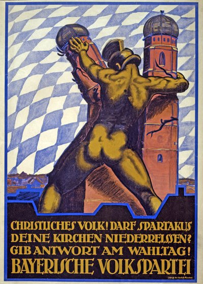 Bavyera Halk Partisi için Seçim Kampanyası Afişi (renkli lito) by Hermann Keimel