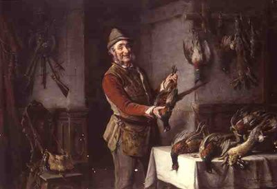 Sülünlü Sporcu ve Diğer Oyunlar (panelde yağ) by Hermann Kern
