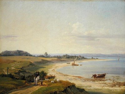 Kıyı Manzarası (gemiye serilmiş kağıt üzerine yağlı boya) by Hermann Soltau