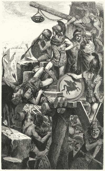 Büyük İskender'in Tire'yi kuşatması, MÖ 332 by Hermann Vogel