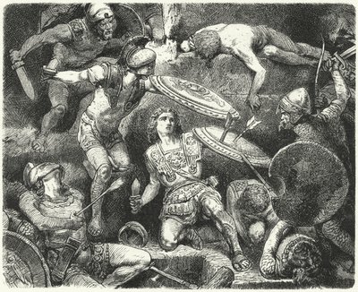 Büyük İskender'in hayatı tehlikede by Hermann Vogel