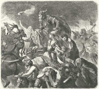 Hun Attila, Vizigotların Chalons Savaşı'ndaki kararlı saldırısından sonra, 451 by Hermann Vogel