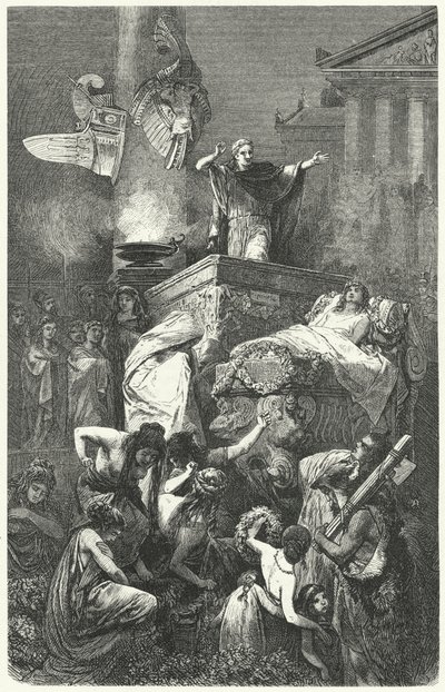 Augustus, yeğeni Marcellus'un cenazesinde nutuk verirken, MÖ 23 by Hermann Vogel