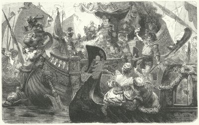 Catherine Cornaro, Venedik'ten Kıbrıs Kraliçesi olmak için yola çıkıyor, 1472 by Hermann Vogel