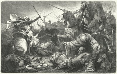 Las Navas de Tolosa Savaşı'nda Muvahhidlerle savaşan Hristiyanlar, İspanya, 1212 by Hermann Vogel