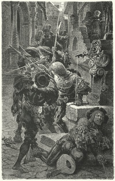 Erfurt'ta öğrenciler ve Landsknechts arasındaki çatışma, 1510 by Hermann Vogel