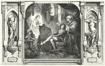 Dante Alighieri, Giotto'nun stüdyosunda, 14. Yüzyıl by Hermann Vogel