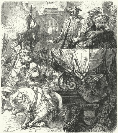 Wuttemberg Dükü Ulrich, Kutsal Roma İmparatoru V. Charles'ın önünde kendini alçaltıyor, 1548 by Hermann Vogel