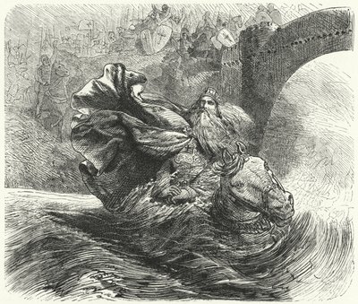 Frederick Barbarossa, Üçüncü Haçlı Seferi'nde Saleph Nehri'nde boğulurken, 1190 by Hermann Vogel