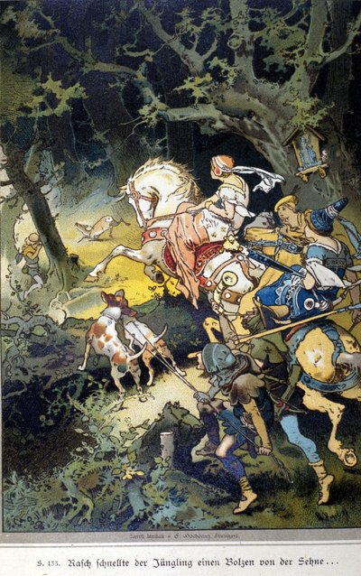 Jacob (1785-1863) ve Wilhelm (1786-1859) Grimm kardeşler tarafından yazılmış bir masal için Vogel çizimi by Hermann Vogel