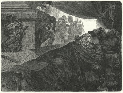 Pontus Kralı Mithridates VI, zehir içerek intihar girişiminde bulunur, MÖ 63. by Hermann Vogel