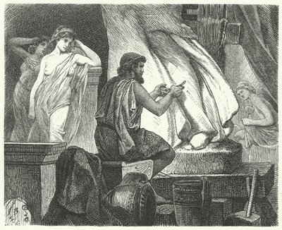 Atinalı heykeltıraş Praxiteles'in stüdyosu by Hermann Vogel