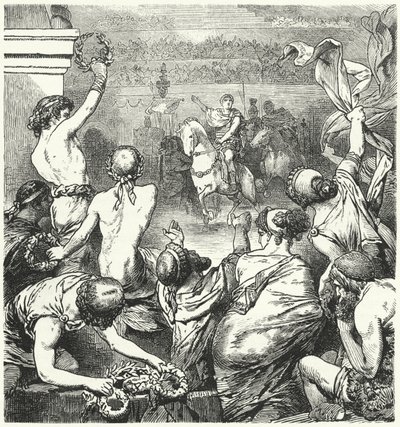 Titus Quinctius Flaminius, Yunan devletlerinin özgürlüğünü ilan ediyor, MÖ 196 by Hermann Vogel