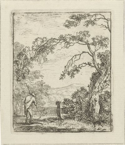 Sırt çantası olan adamla manzara by Hermanus Fock