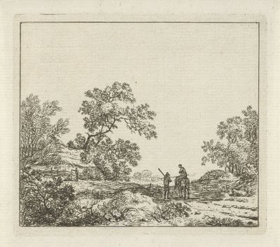 Yaya adam ve at sırtında kadın ile manzara Altı manzara (dizi başlığı) by Hermanus Fock