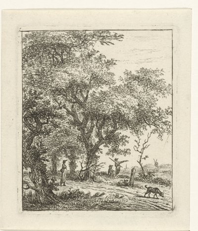 Kadın ve köpek ile manzara by Hermanus Fock