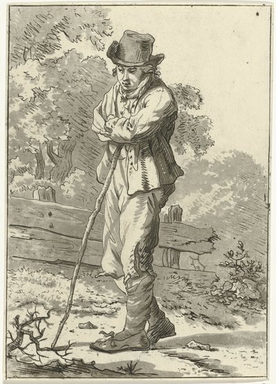 Adam sopaya yaslanmış by Hermanus Fock