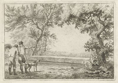 Taş kartuşta iki adam by Hermanus Fock