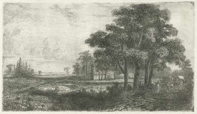 Kapalı vagon ile ormanlık manzara by Hermanus Jan Hendrik van Rijkelijkhuysen