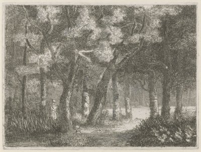 Avcı ve köpeği ormanda by Hermanus Jan Hendrik van Rijkelijkhuysen