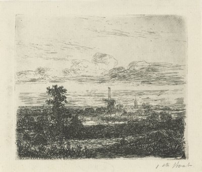 Bir değirmen ile manzara by Hermanus Jan Hendrik van Rijkelijkhuysen