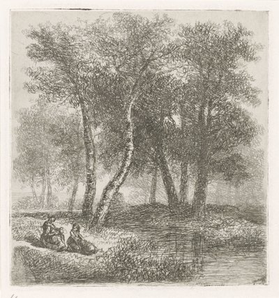 Anne ve çocuk sahilde by Hermanus Jan Hendrik van Rijkelijkhuysen