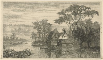 Balıkçılarla nehir manzarası by Hermanus Jan Hendrik van Rijkelijkhuysen