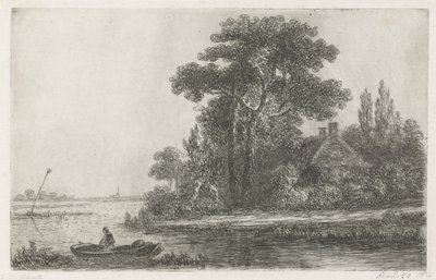 Deniz feneri ile nehir manzarası by Hermanus Jan Hendrik van Rijkelijkhuysen