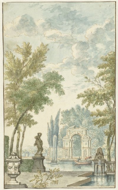 Su özelliği olan bahçe by Hermanus Petrus Schouten (possibly)