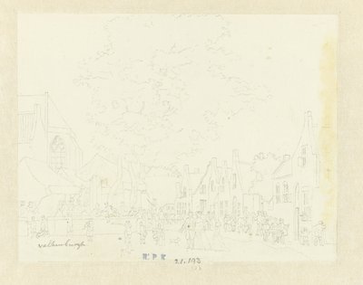 Valkenburg köyünde pazar by Hermanus Petrus Schouten