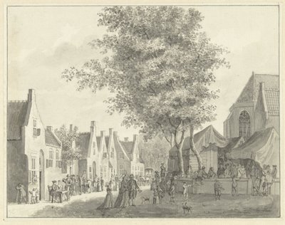 Valkenburg köyünde pazar by Hermanus Petrus Schouten