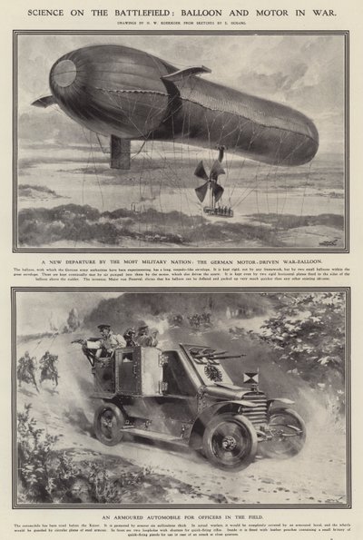 Savaş alanında bilim: savaşta balon ve motor (lito) by Hermanus Willem (after) Koekkoek