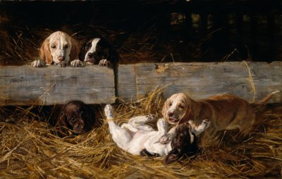 H.Biedermann-Arendts, Yavru köpeklerle oynamak by Hermine Biedermann Arendt