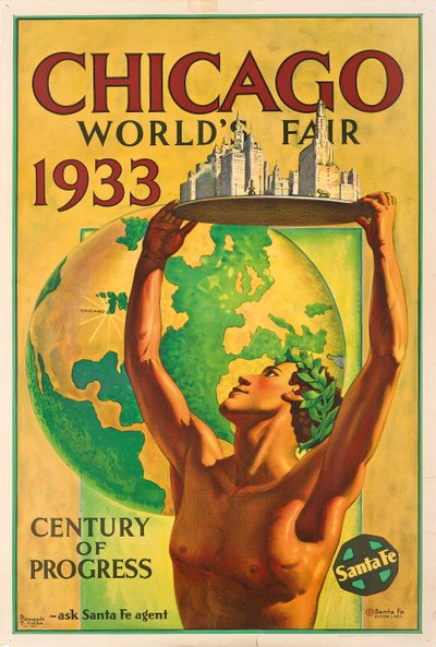 Chicago'daki 1933 Dünya Fuarı'nın reklamını yapan afiş by Hernando Villa