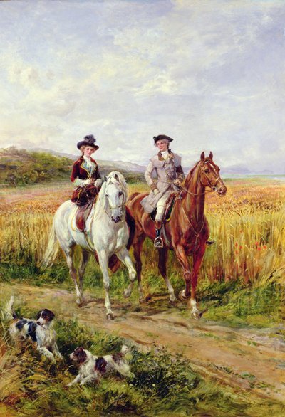 Köpekleriyle Binen Çift by Heywood Hardy